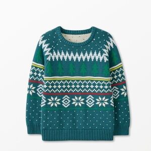 Hanna Andersson Holiday Sweater 3T green with trees